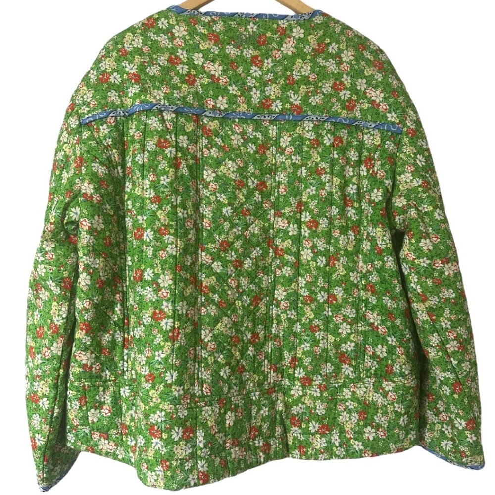 Damson Madder Markey Quilted Green Floral Jacket 8 Oversized Boho Cottagecore - Picture 6 of 13